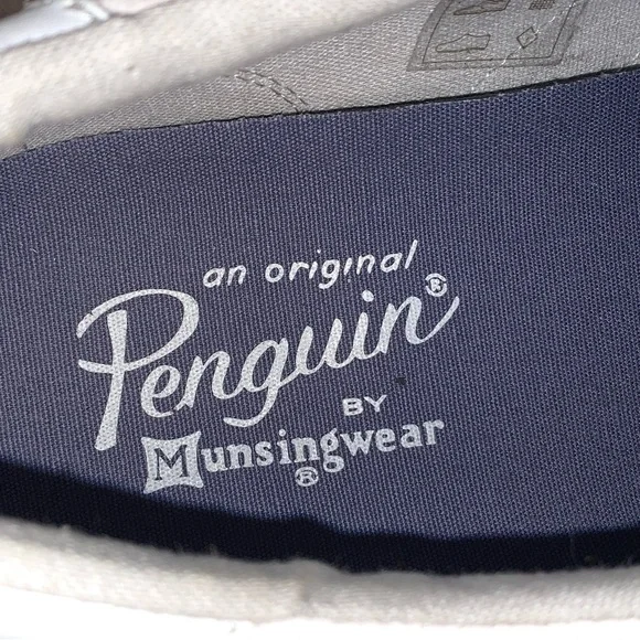 Original Penguin Mens Sz 12 Sneakers White Red/Blue Stripes Canvas Leather - Picture 9 of 9